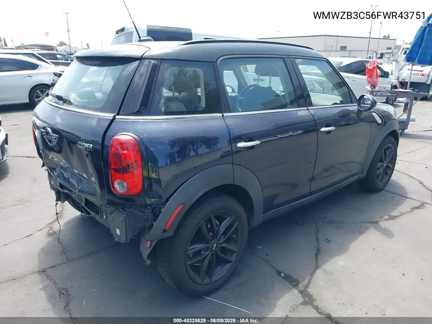 2015 Mini Countryman Cooper VIN: WMWZB3C56FWR43751 Lot: 45325828