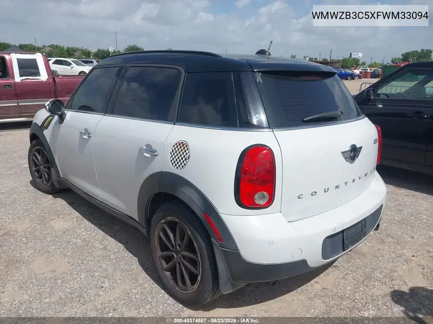 2015 Mini Countryman Cooper VIN: WMWZB3C5XFWM33094 Lot: 45374587