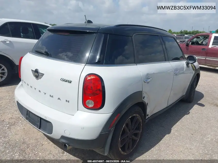 2015 Mini Countryman Cooper VIN: WMWZB3C5XFWM33094 Lot: 45374587