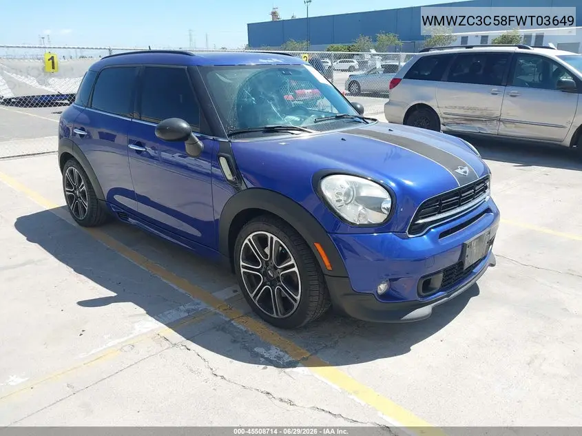 2015 Mini Countryman Cooper S VIN: WMWZC3C58FWT03649 Lot: 45508714