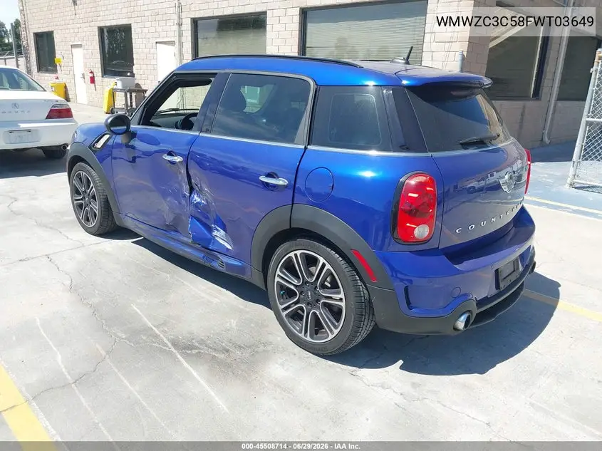 2015 Mini Countryman Cooper S VIN: WMWZC3C58FWT03649 Lot: 45508714