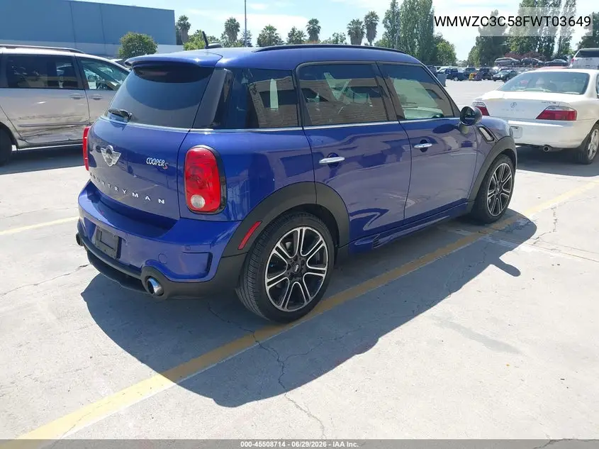 2015 Mini Countryman Cooper S VIN: WMWZC3C58FWT03649 Lot: 45508714