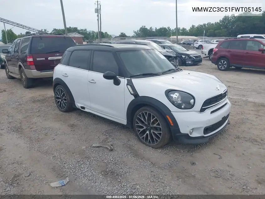 2015 Mini Countryman Cooper S VIN: WMWZC3C51FWT05145 Lot: 45522025