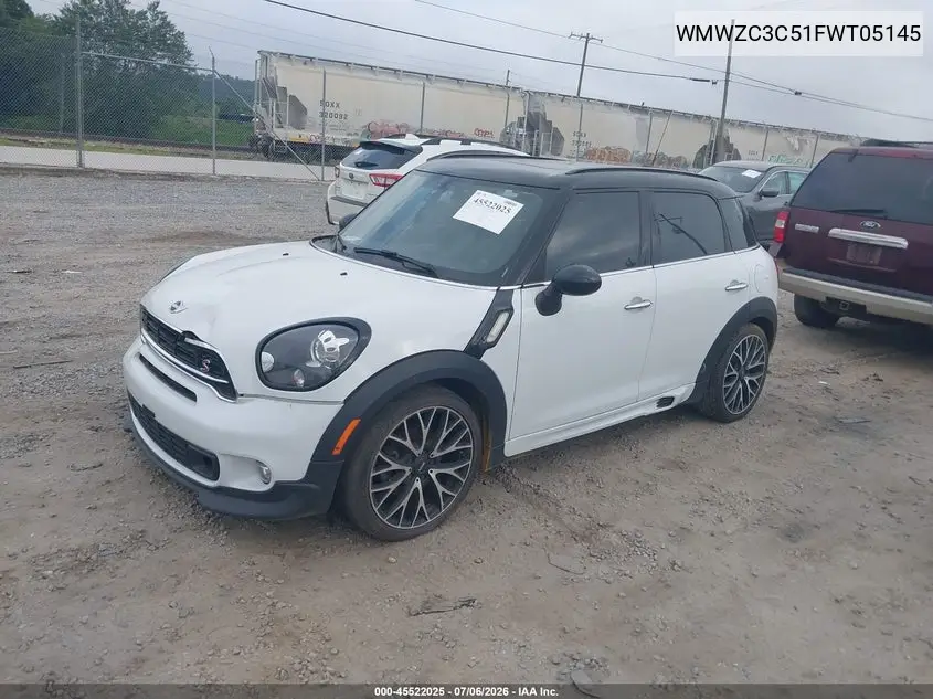 2015 Mini Countryman Cooper S VIN: WMWZC3C51FWT05145 Lot: 45522025