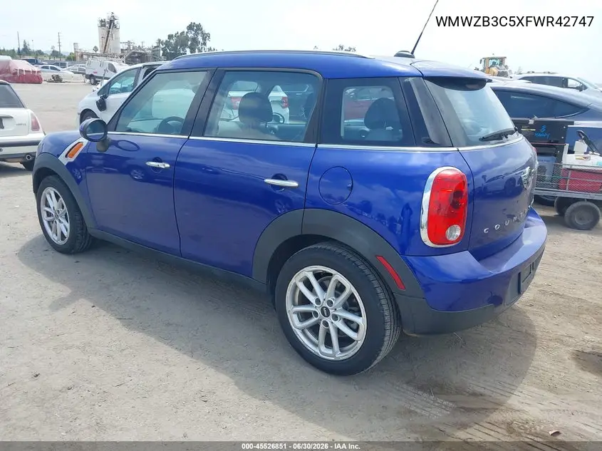 2015 Mini Countryman Cooper VIN: WMWZB3C5XFWR42747 Lot: 45526851