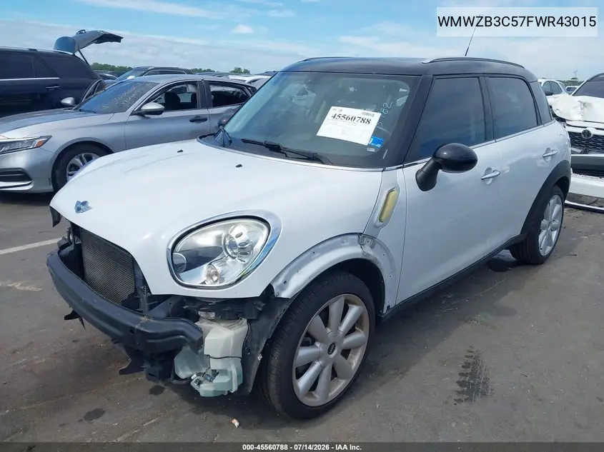 2015 Mini Countryman Cooper VIN: WMWZB3C57FWR43015 Lot: 45560788