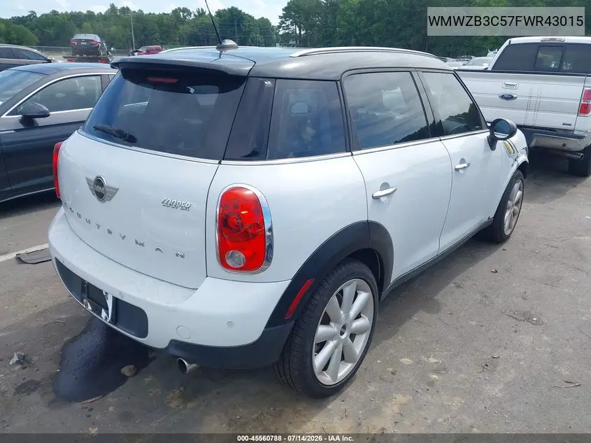 2015 Mini Countryman Cooper VIN: WMWZB3C57FWR43015 Lot: 45560788