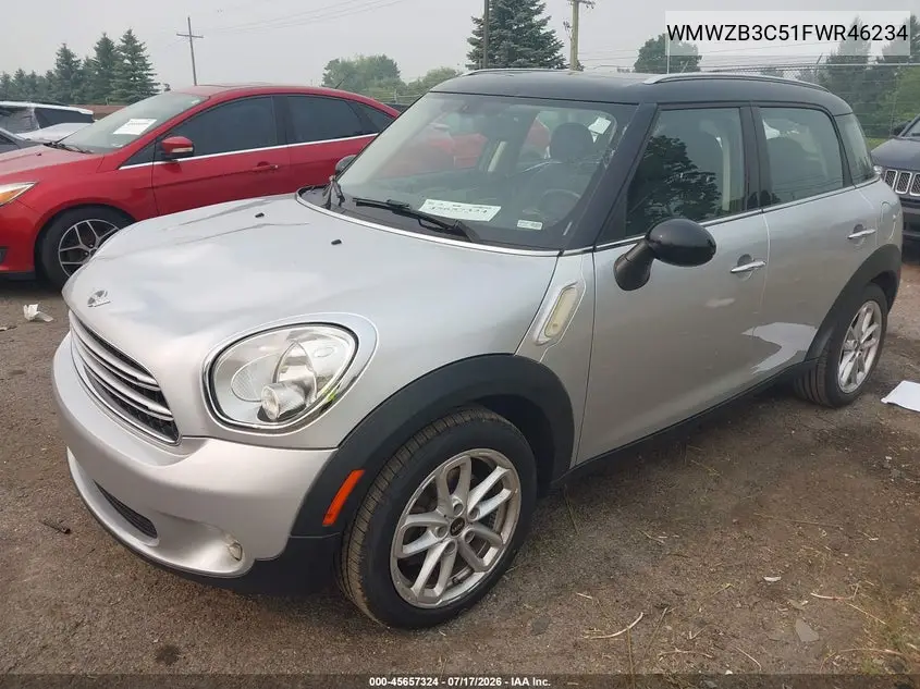 2015 Mini Countryman Cooper VIN: WMWZB3C51FWR46234 Lot: 45657324