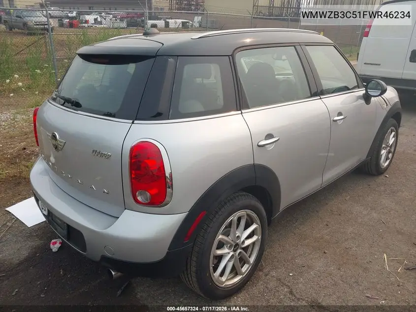 2015 Mini Countryman Cooper VIN: WMWZB3C51FWR46234 Lot: 45657324