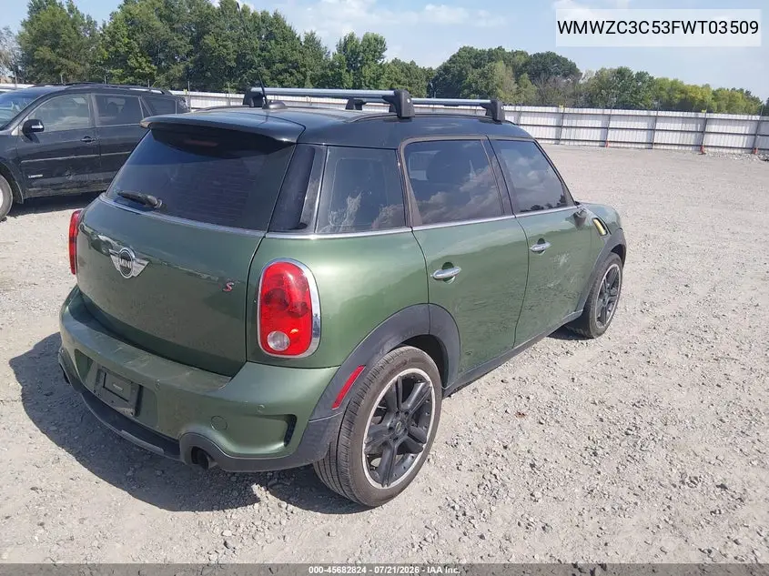 2015 Mini Countryman Cooper S VIN: WMWZC3C53FWT03509 Lot: 45682824