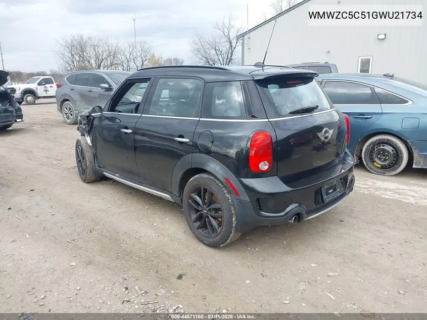 2016 Mini Countryman Cooper S VIN: WMWZC5C51GWU21734 Lot: 44571180