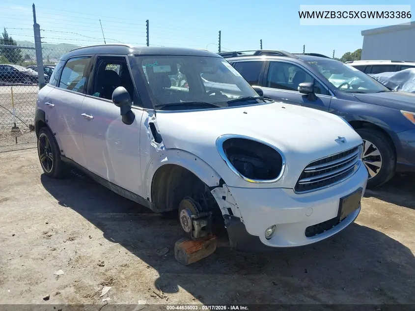 2016 Mini Countryman Cooper VIN: WMWZB3C5XGWM33386 Lot: 44635003