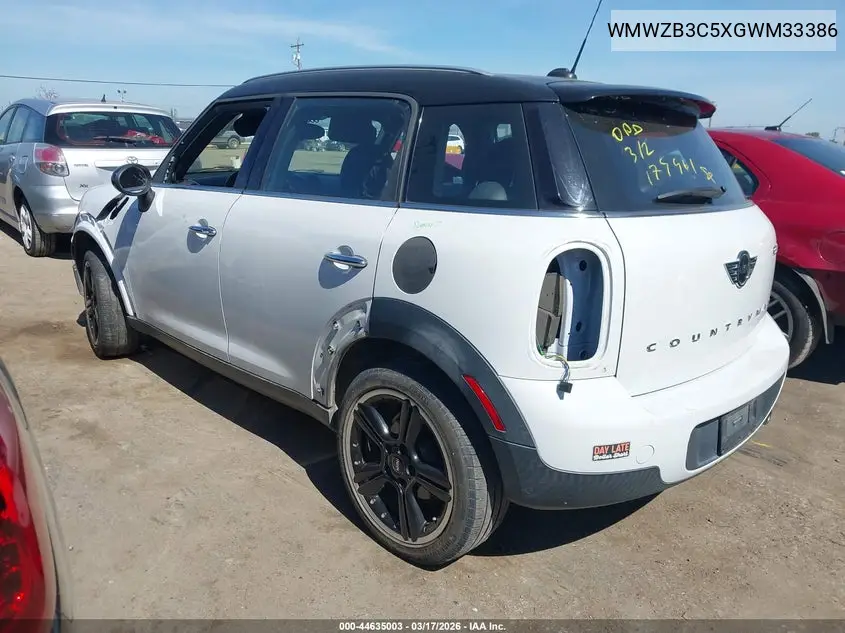 2016 Mini Countryman Cooper VIN: WMWZB3C5XGWM33386 Lot: 44635003