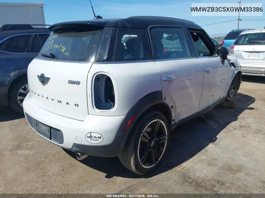 2016 Mini Countryman Cooper VIN: WMWZB3C5XGWM33386 Lot: 44635003