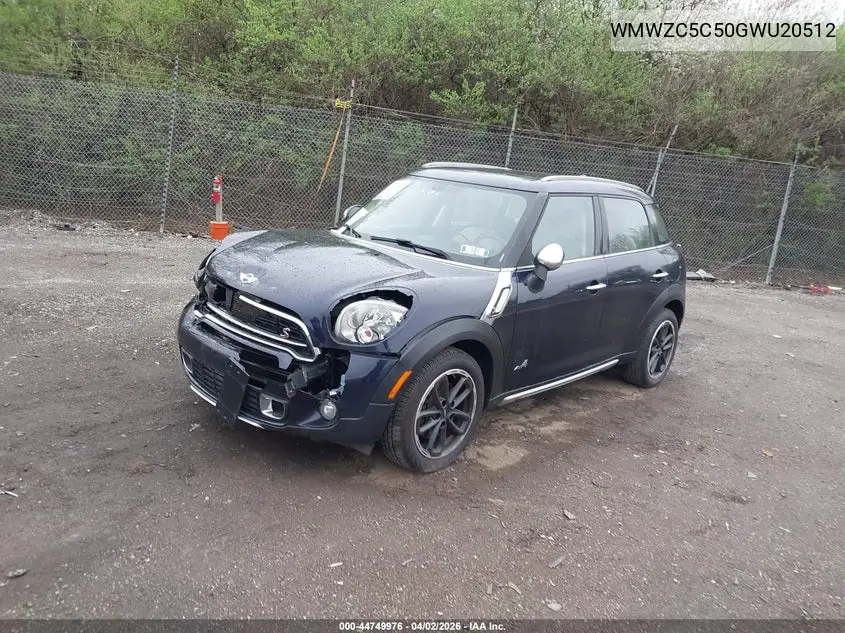 2016 Mini Countryman Cooper S VIN: WMWZC5C50GWU20512 Lot: 44749976