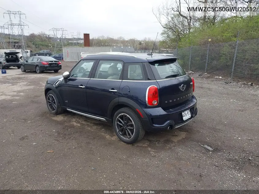 2016 Mini Countryman Cooper S VIN: WMWZC5C50GWU20512 Lot: 44749976