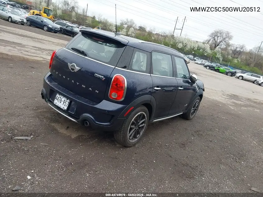 2016 Mini Countryman Cooper S VIN: WMWZC5C50GWU20512 Lot: 44749976