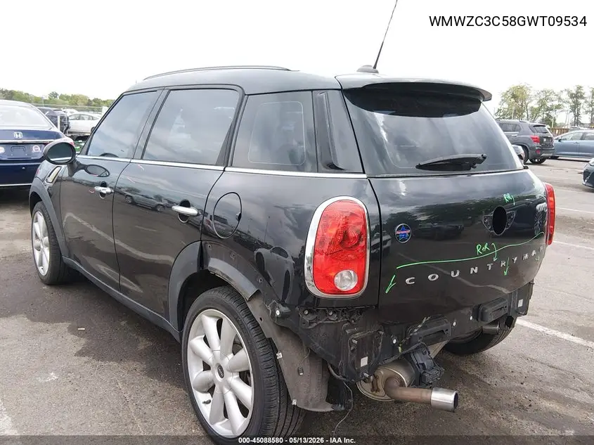 2016 Mini Countryman Cooper S VIN: WMWZC3C58GWT09534 Lot: 45088580