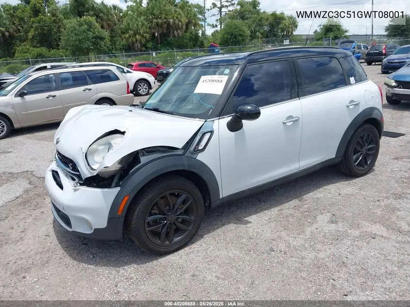 2016 Mini Countryman Cooper S VIN: WMWZC3C51GWT08001 Lot: 45208888