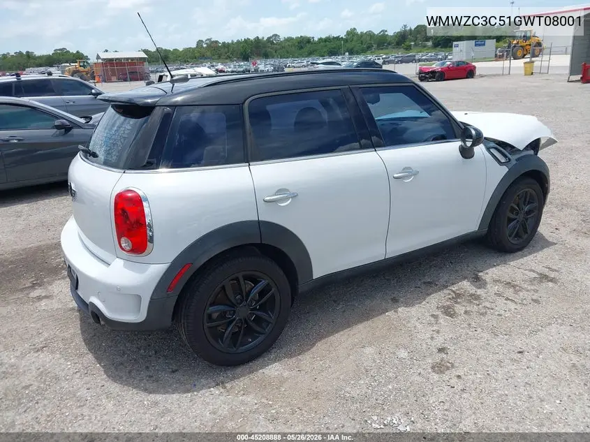2016 Mini Countryman Cooper S VIN: WMWZC3C51GWT08001 Lot: 45208888