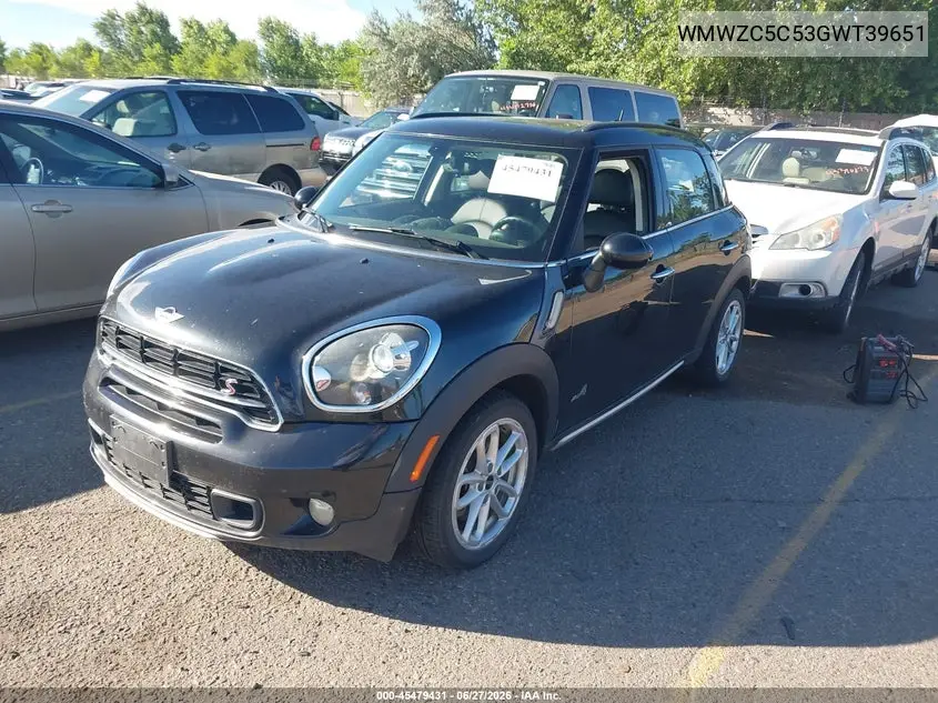2016 Mini Countryman Cooper S VIN: WMWZC5C53GWT39651 Lot: 45479431