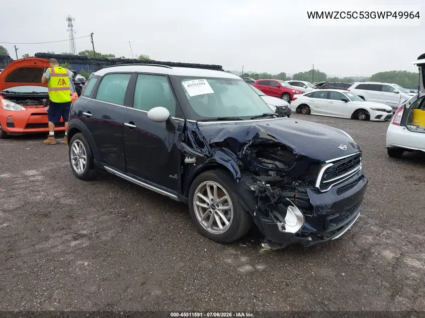 2016 Mini Countryman Cooper S VIN: WMWZC5C53GWP49964 Lot: 45511591