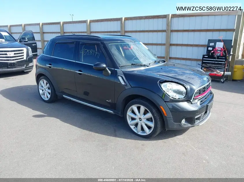 2016 Mini Countryman Cooper S VIN: WMWZC5C58GWU02274 Lot: 45589991