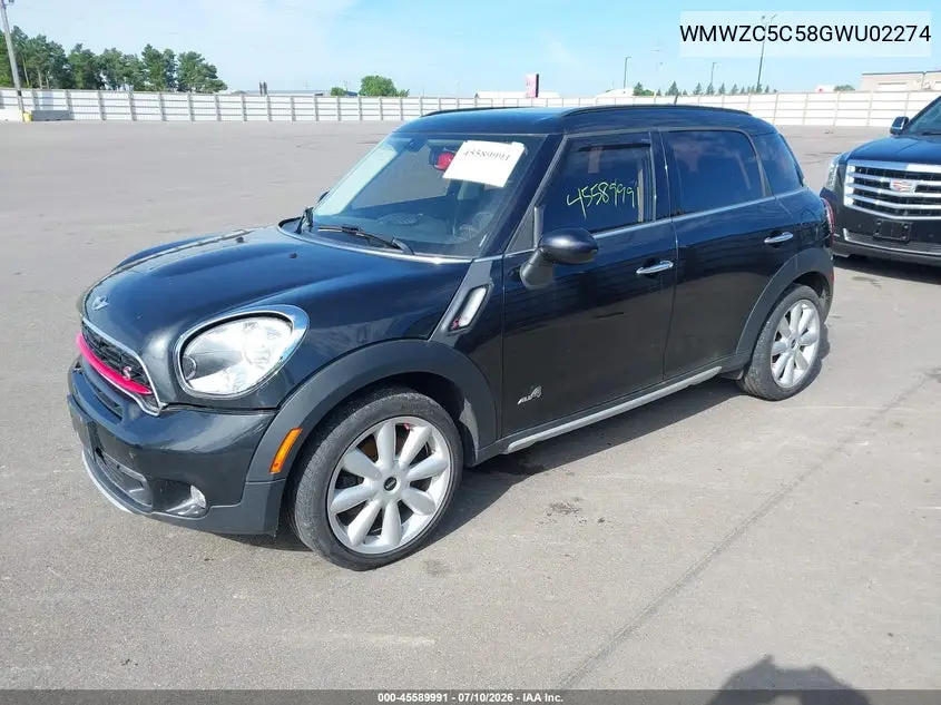 2016 Mini Countryman Cooper S VIN: WMWZC5C58GWU02274 Lot: 45589991