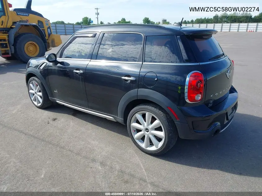 2016 Mini Countryman Cooper S VIN: WMWZC5C58GWU02274 Lot: 45589991