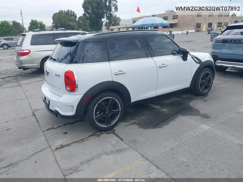 2016 Mini Countryman Cooper S VIN: WMWZC3C52GWT07892 Lot: 45601903