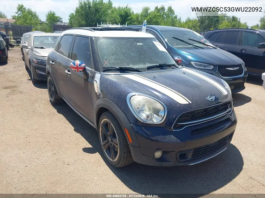 2016 Mini Countryman Cooper S VIN: WMWZC5C53GWU22092 Lot: 45603755