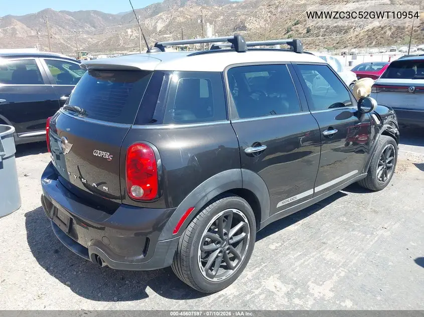 2016 Mini Countryman Cooper S VIN: WMWZC3C52GWT10954 Lot: 45607597