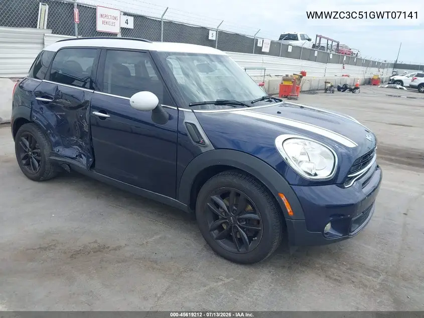 2016 Mini Countryman Cooper S VIN: WMWZC3C51GWT07141 Lot: 45619212