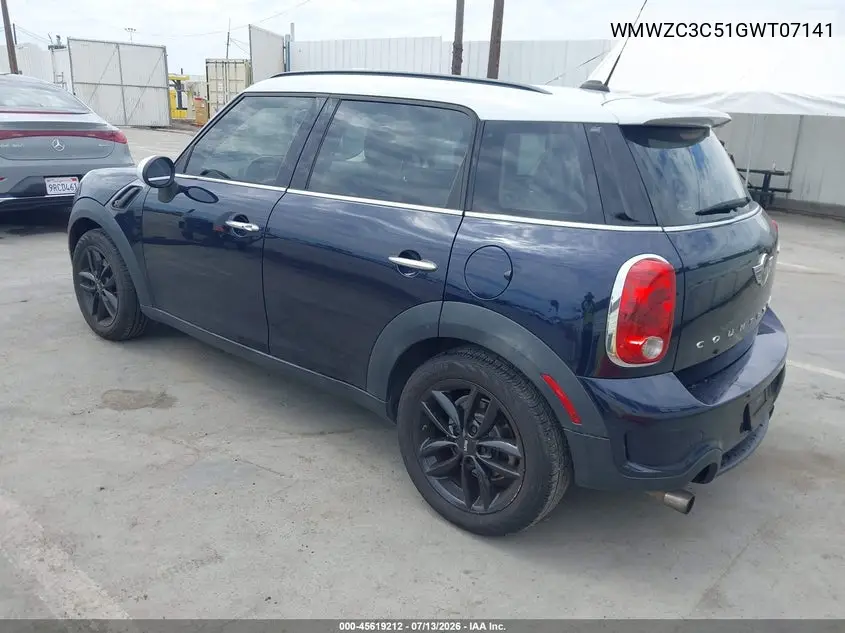 2016 Mini Countryman Cooper S VIN: WMWZC3C51GWT07141 Lot: 45619212