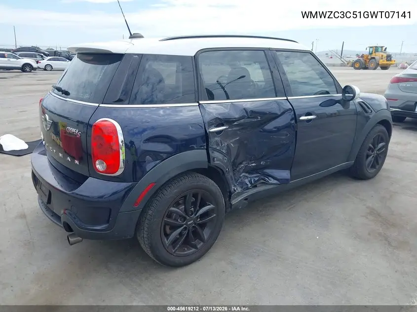 2016 Mini Countryman Cooper S VIN: WMWZC3C51GWT07141 Lot: 45619212