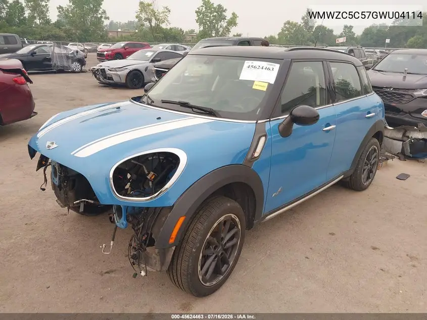 2016 Mini Countryman Cooper S VIN: WMWZC5C57GWU04114 Lot: 45624463