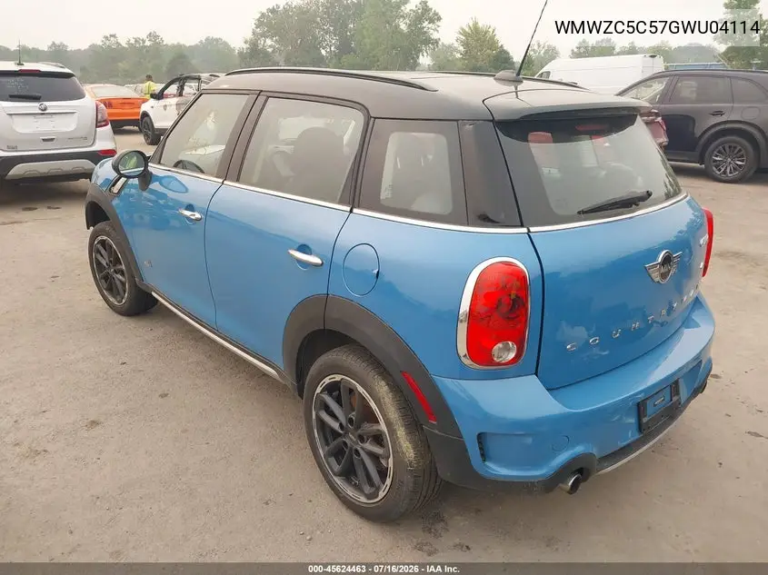 2016 Mini Countryman Cooper S VIN: WMWZC5C57GWU04114 Lot: 45624463