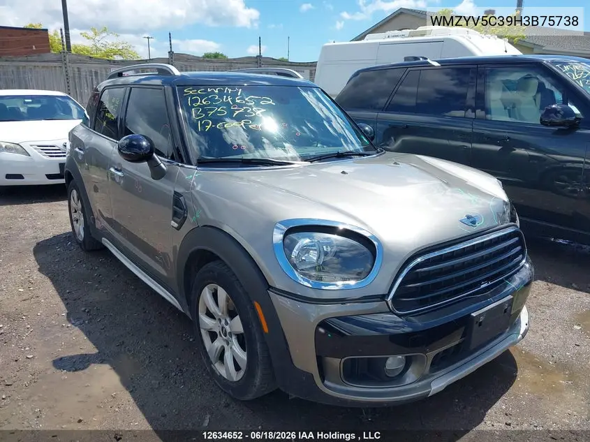 2017 Mini Countryman Cooper VIN: WMZYV5C39H3B75738 Lot: 12634652