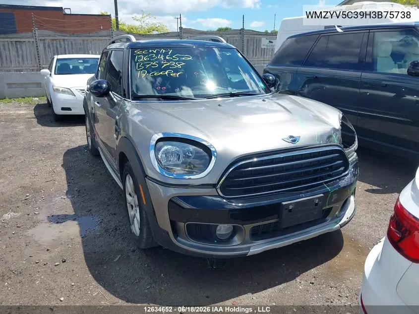 2017 Mini Countryman Cooper VIN: WMZYV5C39H3B75738 Lot: 12634652