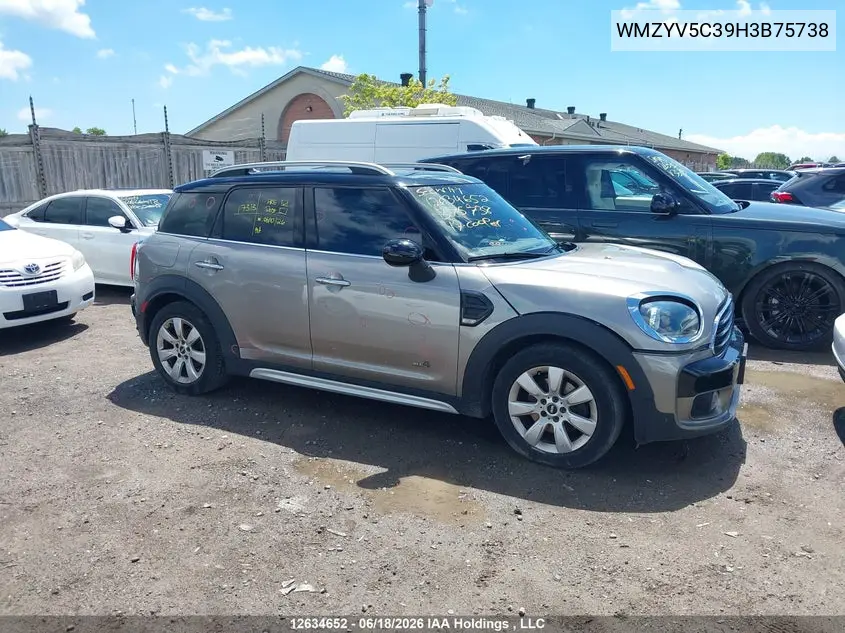 2017 Mini Countryman Cooper VIN: WMZYV5C39H3B75738 Lot: 12634652