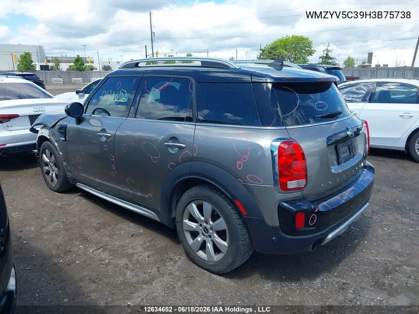 2017 Mini Countryman Cooper VIN: WMZYV5C39H3B75738 Lot: 12634652