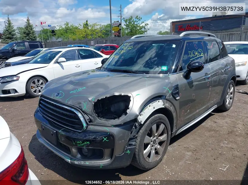2017 Mini Countryman Cooper VIN: WMZYV5C39H3B75738 Lot: 12634652
