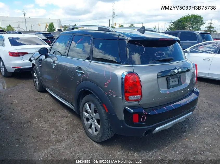 2017 Mini Countryman Cooper VIN: WMZYV5C39H3B75738 Lot: 12634652