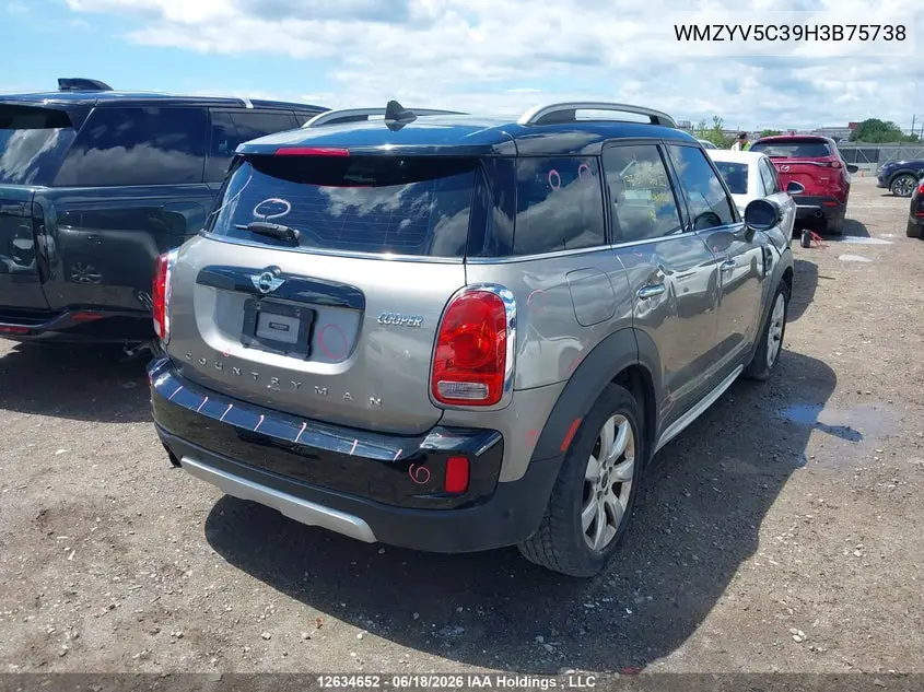 2017 Mini Countryman Cooper VIN: WMZYV5C39H3B75738 Lot: 12634652