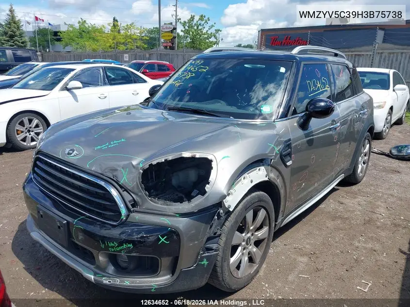 2017 Mini Countryman Cooper VIN: WMZYV5C39H3B75738 Lot: 12634652
