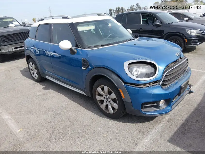 2017 Mini Countryman Cooper VIN: WMZYS7C35H3E07143 Lot: 45250895