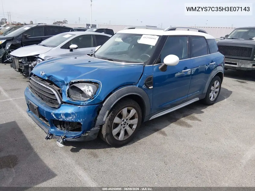 2017 Mini Countryman Cooper VIN: WMZYS7C35H3E07143 Lot: 45250895