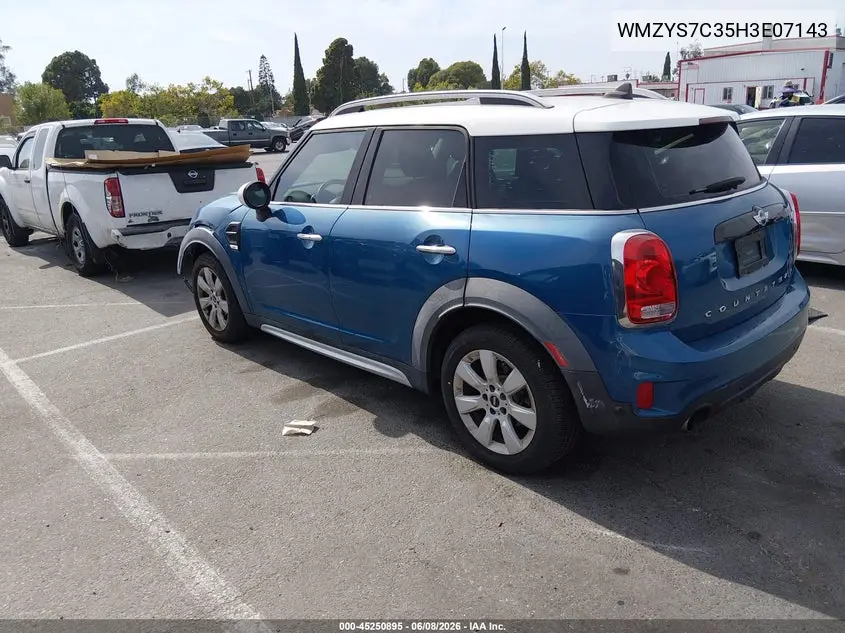 2017 Mini Countryman Cooper VIN: WMZYS7C35H3E07143 Lot: 45250895