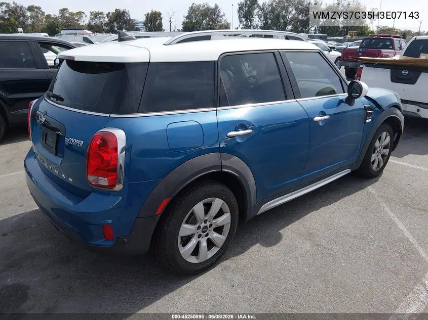 2017 Mini Countryman Cooper VIN: WMZYS7C35H3E07143 Lot: 45250895