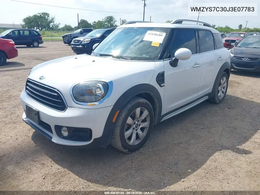 2018 Mini Countryman Cooper VIN: WMZYS7C30J3E07783 Lot: 45438189